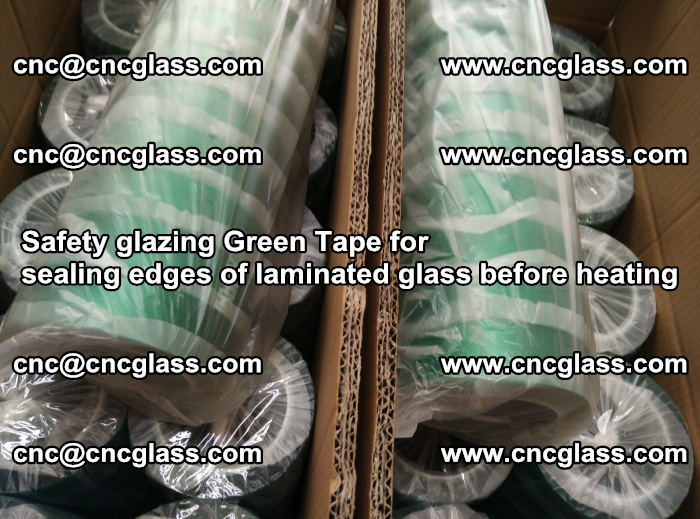 Safety glazing Green Tape for seal edges of laminated glass before heating (1)